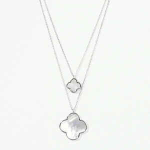 White Gold Quatrefoil Double Necklace